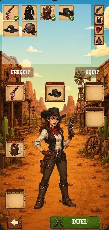 Duels — equipar avatar y armas